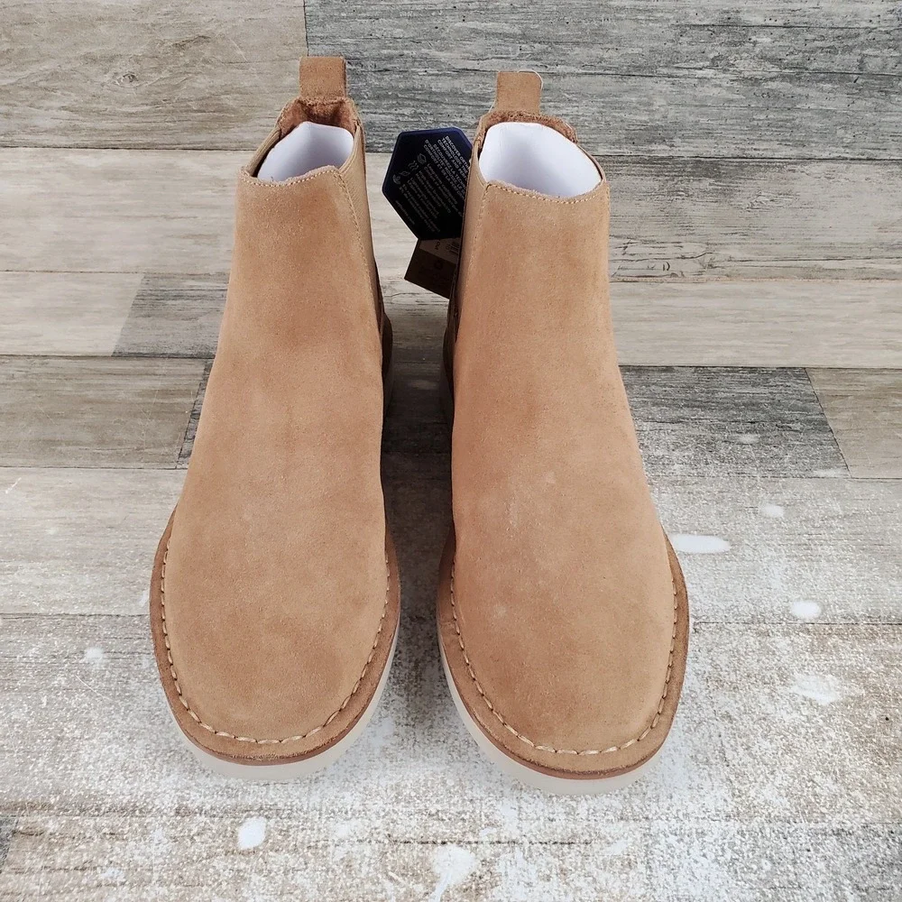 Toms Skyline Men Chelsea Boots Sz 7 Comfort Toffee Suede Round Toe Pull On Ankle